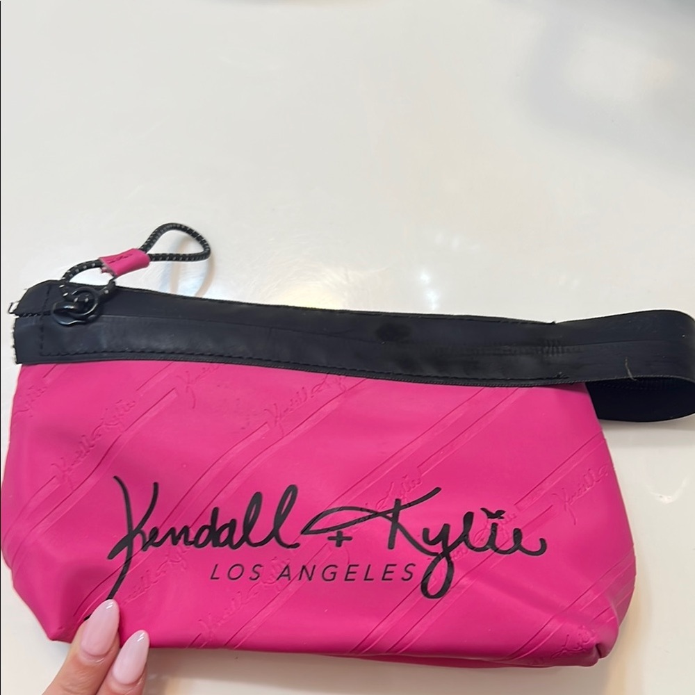 Kendall & Kylie Vibrant Pink Cosmetic Bag with Black Trim